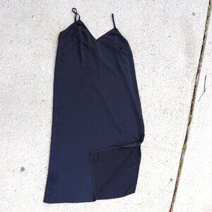 A New Day Black Slip Dress XL Spaghetti Strap Side Slit